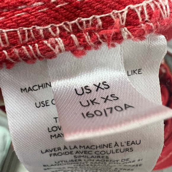 Free People We The Free Women’s XS Red Ziggy Denim Jean Overalls Heart Eyes - Picture 8 of 13